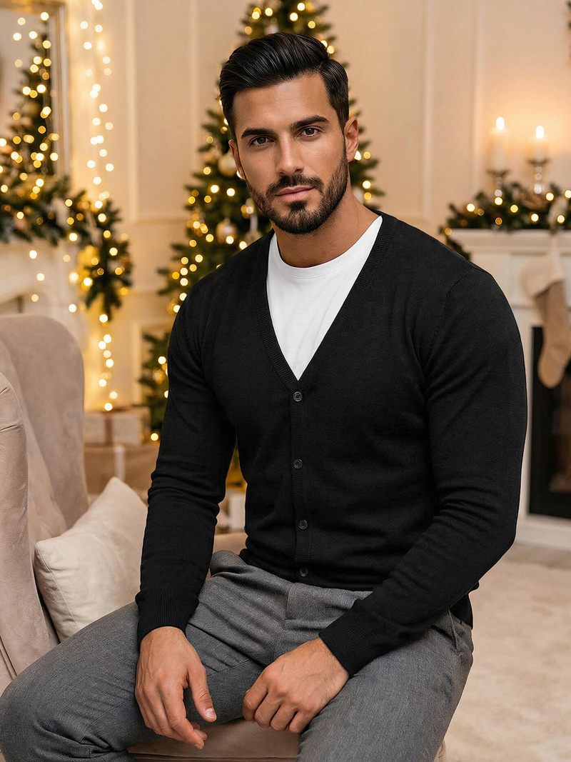 Pánsky Sveter Čierny OZONEE NB/MM6006/4Z