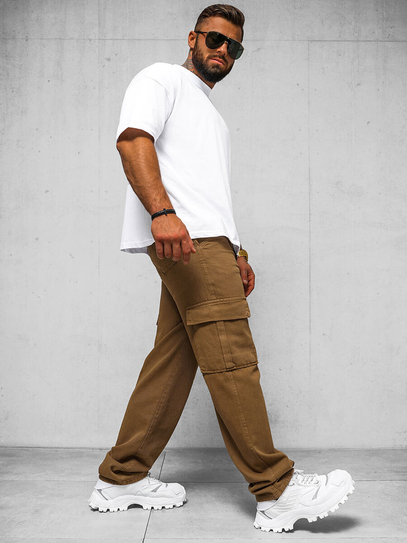 Pánske Nohavice Hnedé OZONEE DO/4001