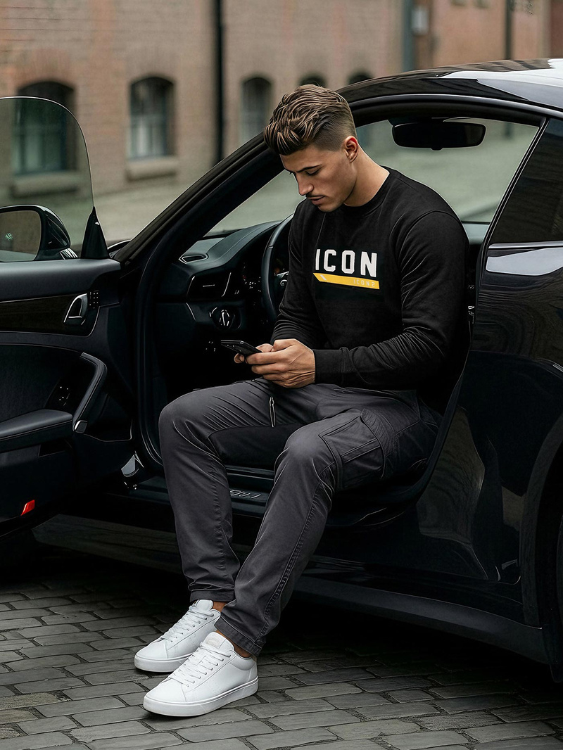 Pánska Mikina Čierna OZONEE JS/8B1753/3