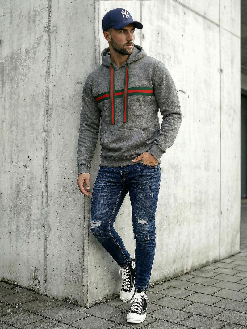 Pánska Mikina Grafitová OZONEE JS/8B1735/5Z