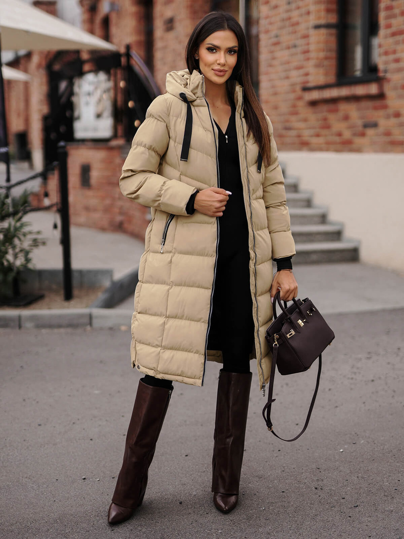 Dámska bunda béžová OZONEE JS/M736/62Z