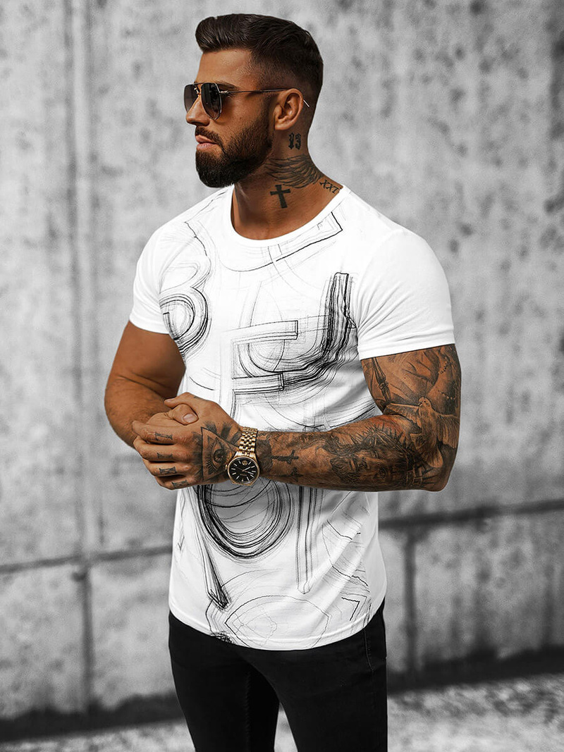 Pánske Tričko Biele OZONEE O/T132/1Z