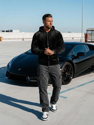 Pánska Velúrová Mikina Čierna OZONEE JS/8B1168/3Z