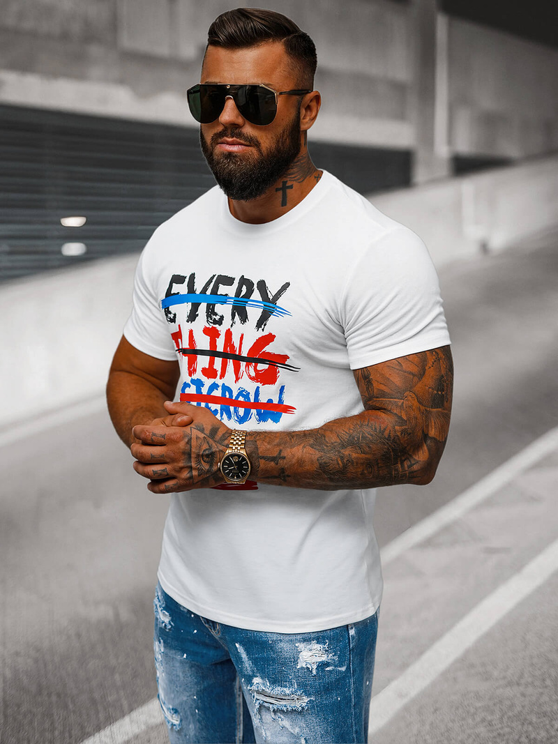 Pánske Tričko Biele OZONEE O/8T1266/1