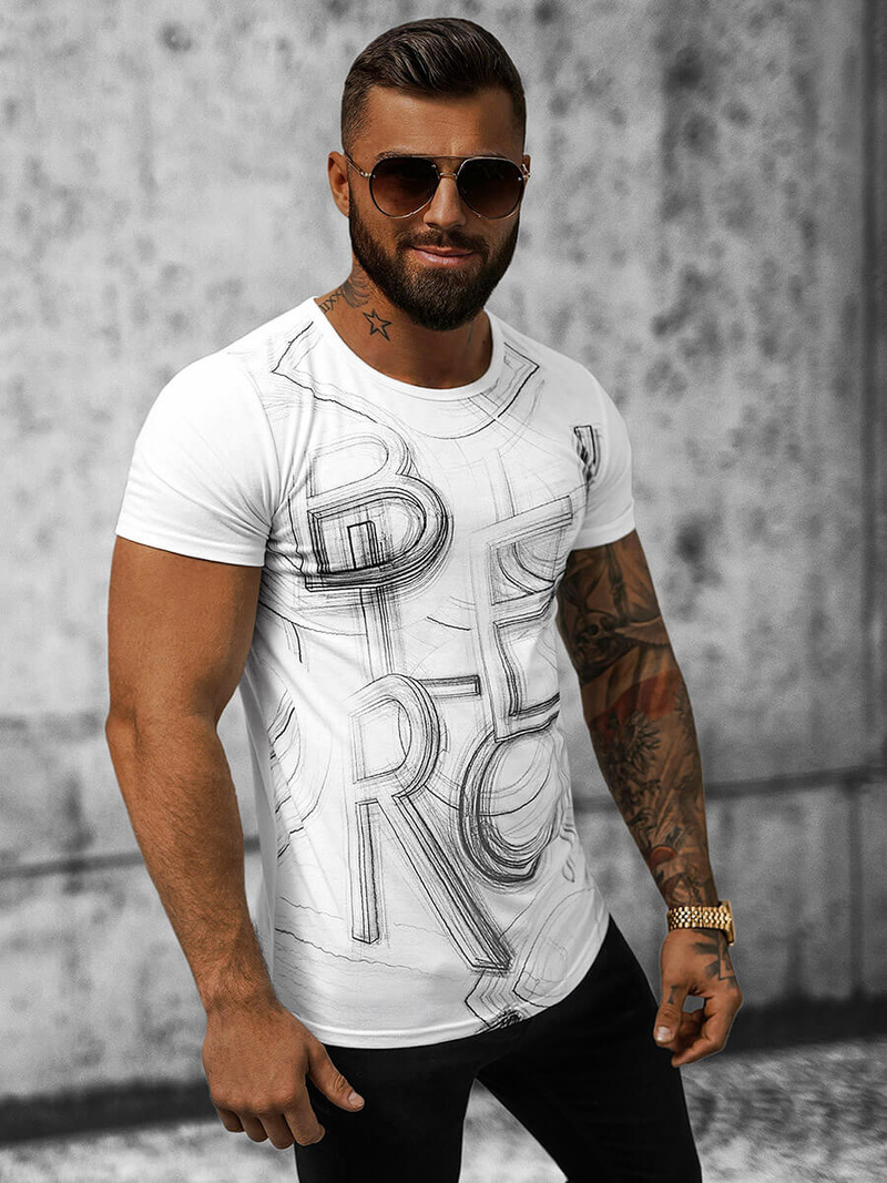 Pánske Tričko Biele OZONEE O/T132/1Z