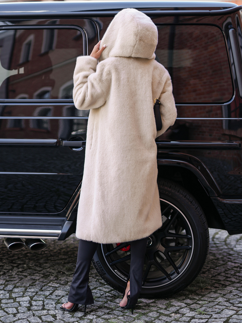 Dámska kožušinová zimná bunda béžová OZONEE JS/11Z8250