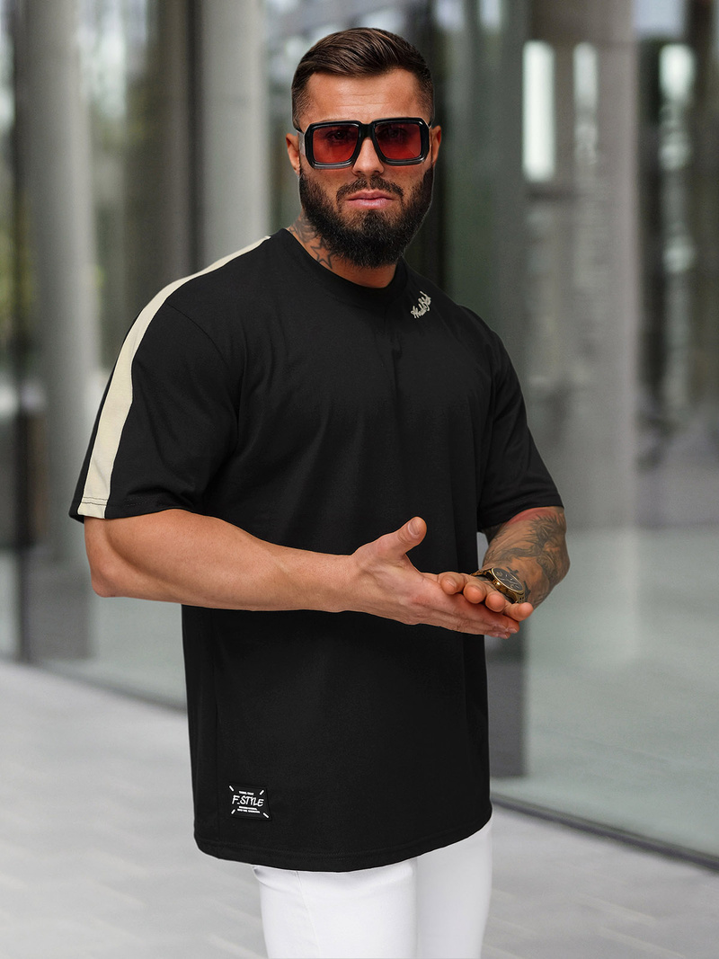 Pánske Tričko Čierne OZONEE O/QQ1195