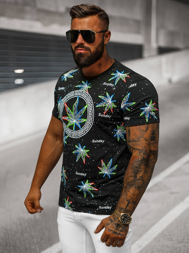 Pánske Tričko Čierne OZONEE O/T136/3