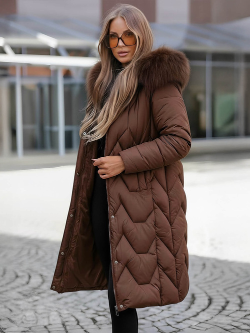 Dámska Zimná Bunda Čokoláda OZONEE JS/5M3229/158