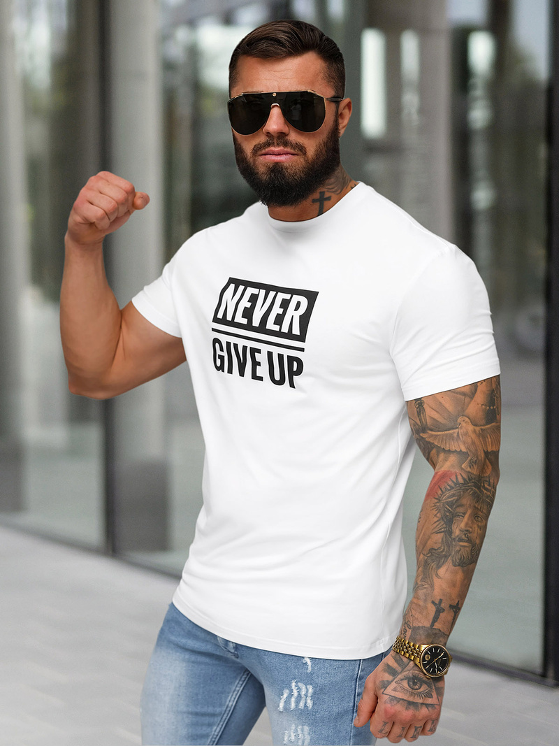 Pánske Tričko Biele OZONEE NB/MT3133