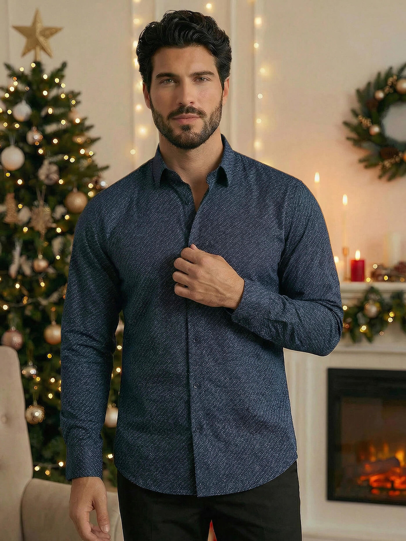 Pánska Košeľa Námornícka Modré OZONEE V/V186Z