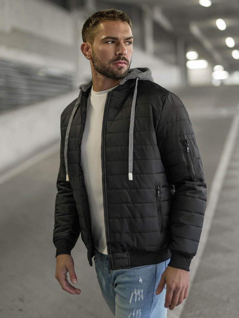 Pánska Bunda Čierna OZONEE JS/8M985/392Z