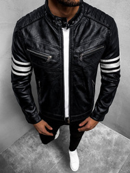 Pánska koženková bunda Čiernobiela OZONEE YD/BF59359Z