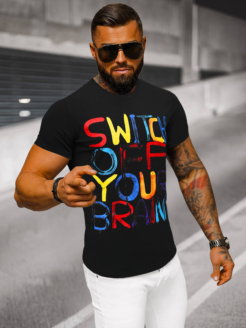 Pánske Tričko Čierne OZONEE O/T125/3Z