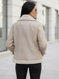 Dámska Kožená Bunda Béžová OZONEE JS/11Z8177Z