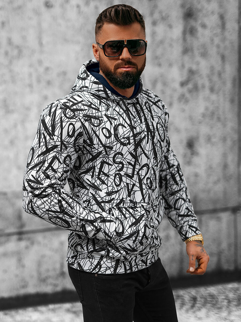 Pánska Mikina Bielo-Čierna OZONEE O/3503BZZ