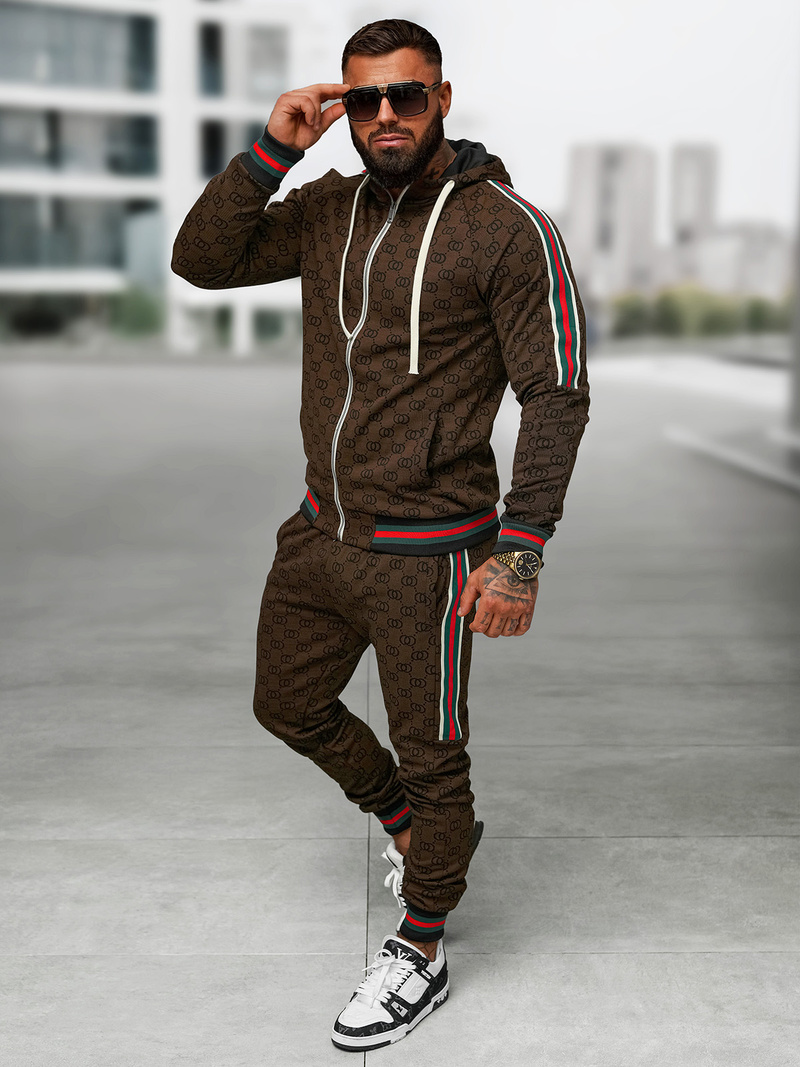 Pánska tepláková súprava tmavo-béžová OZONEE O/FF5111AB