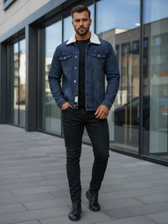 Pánska Riflová Bunda Šerpa Námornícka Modrá OZONEE NB/MJ517BSZ