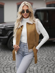 Dámska kožená vesta camelová OZONEE JS/11Z8238Z