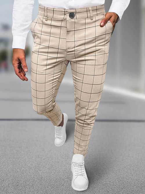 Pánske chino nohavice béžové OZONEE DJ/5522Z