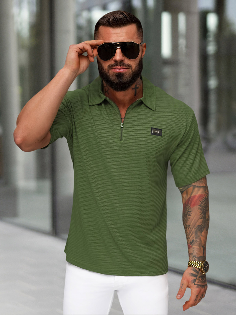 Pánska Polokošeľa Khaki OZONEE O/YN2/593