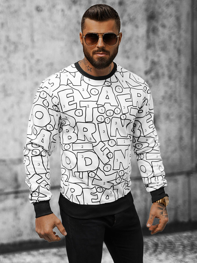 Pánska Mikina Biela OZONEE JS/8B1136/1