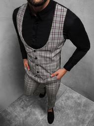 Pánsky komplet - Vesta a chino nohavice, Sivý OZONEE DJ/5557