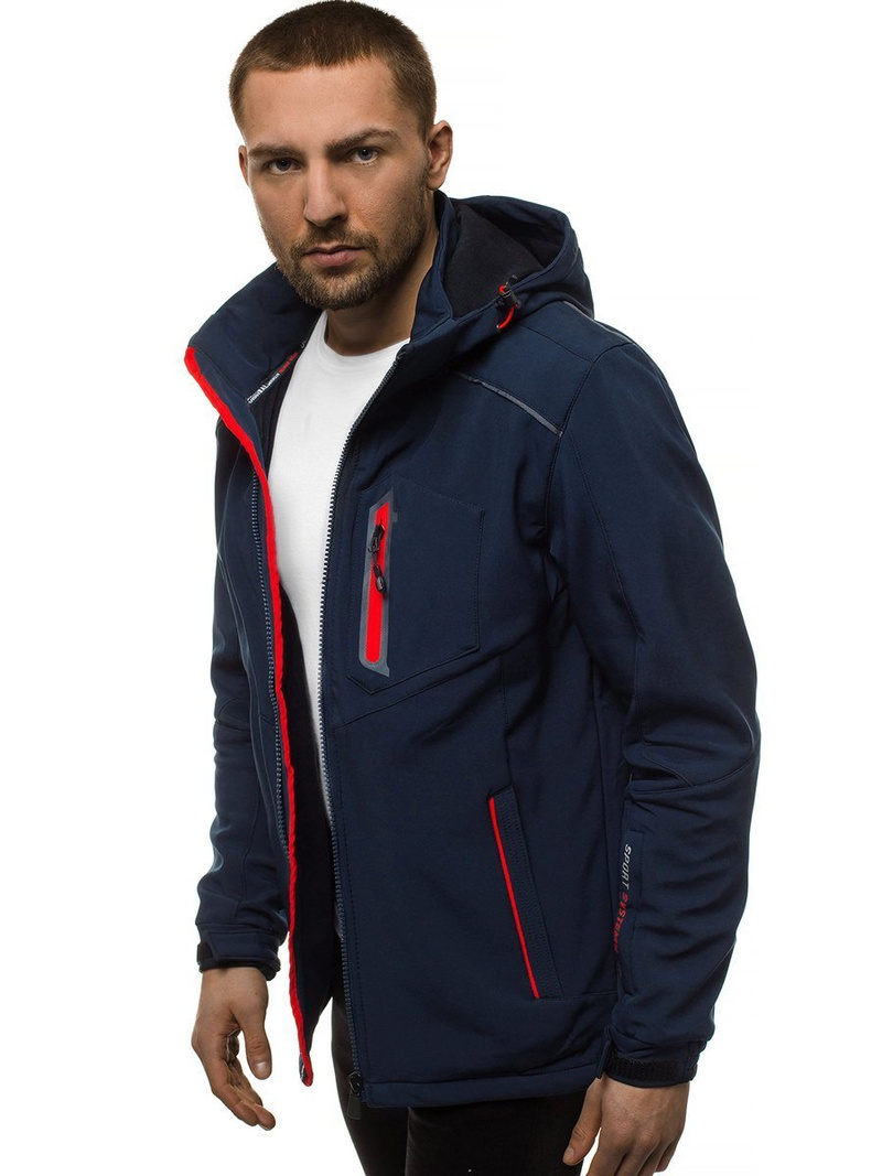 Pánska Bunda Softshell Tmavomodro-červená OZONEE GE/12259Z
