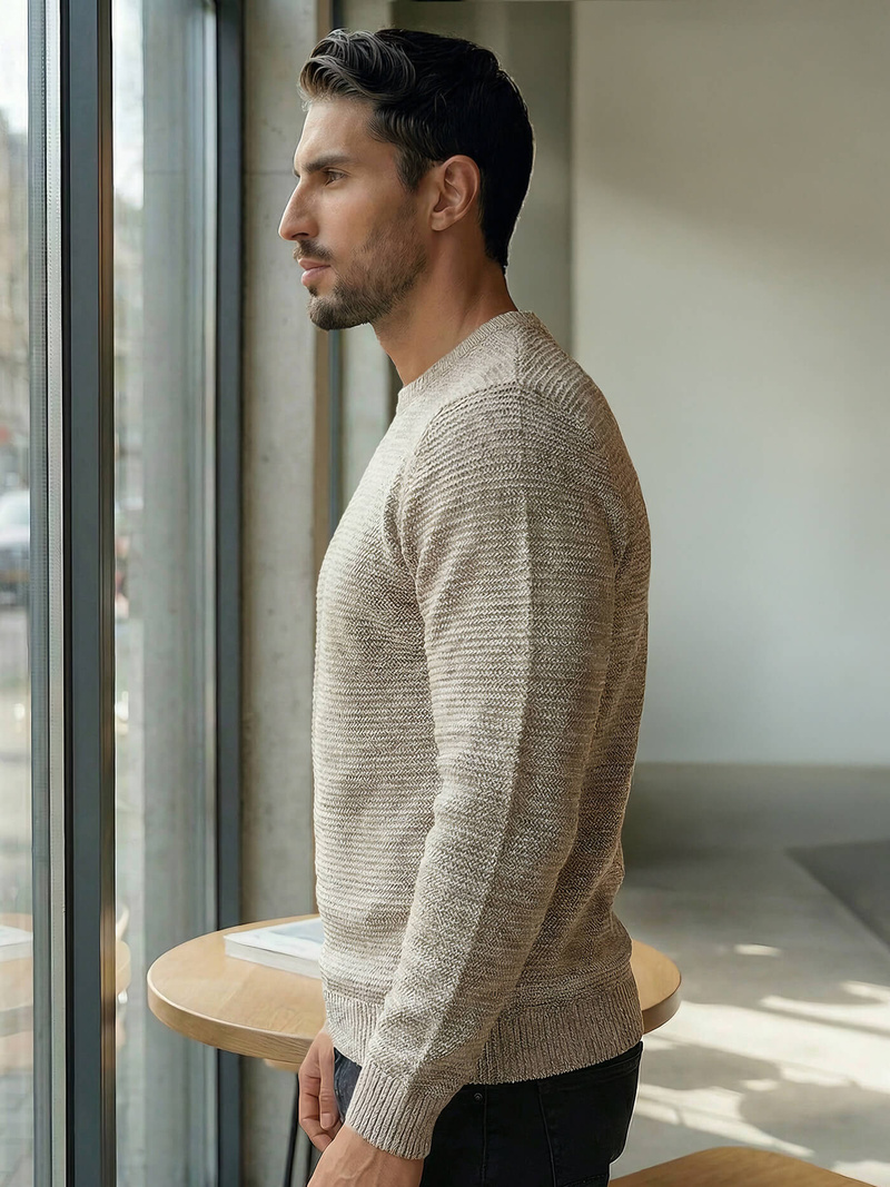 Pánsky sveter béžový OZONEE JS/59B3600/155