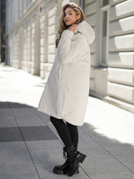 Dámska dlhá zimná bunda ecru OZONEE JS/5M3352/280