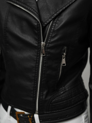 Dámska Kožená Bunda Čierna OZONEE JS/11Z8028Z