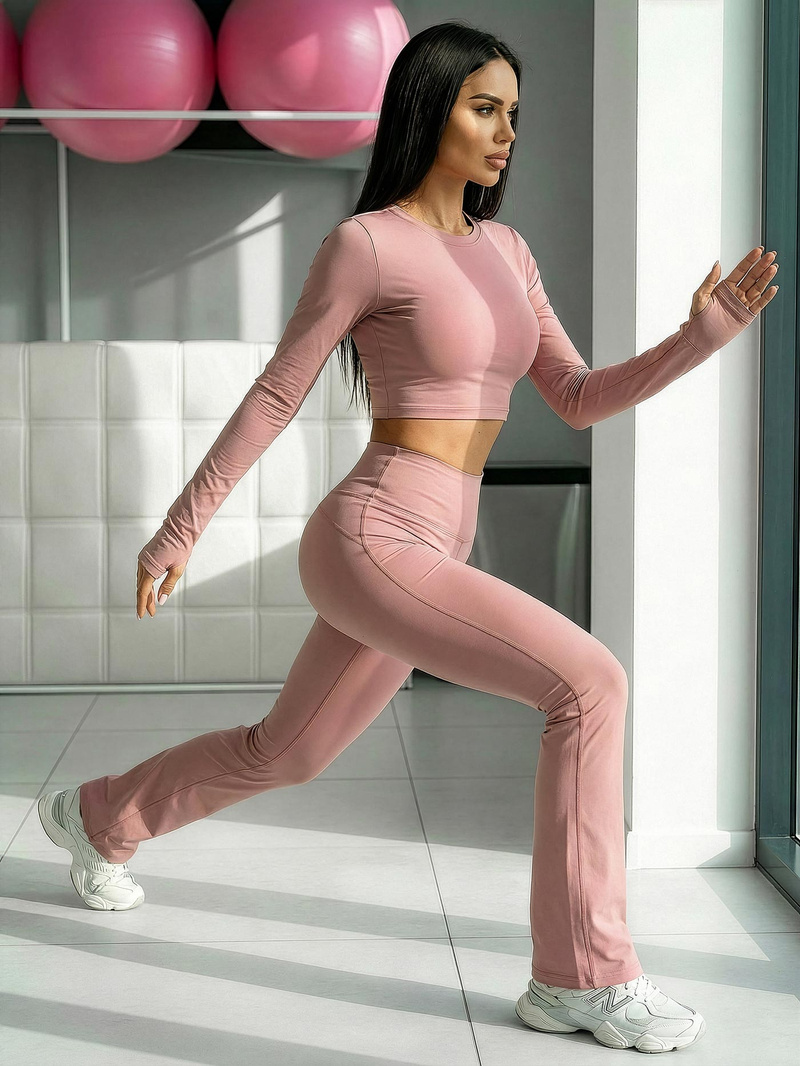 Dámske legíny so širokými nohami prášková ružová OZONEE JS/17K588/7Z