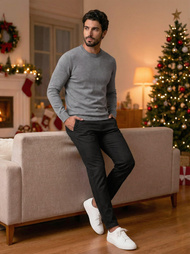 Pánske Chino Nohavice Čierne OZONEE V/6545Z