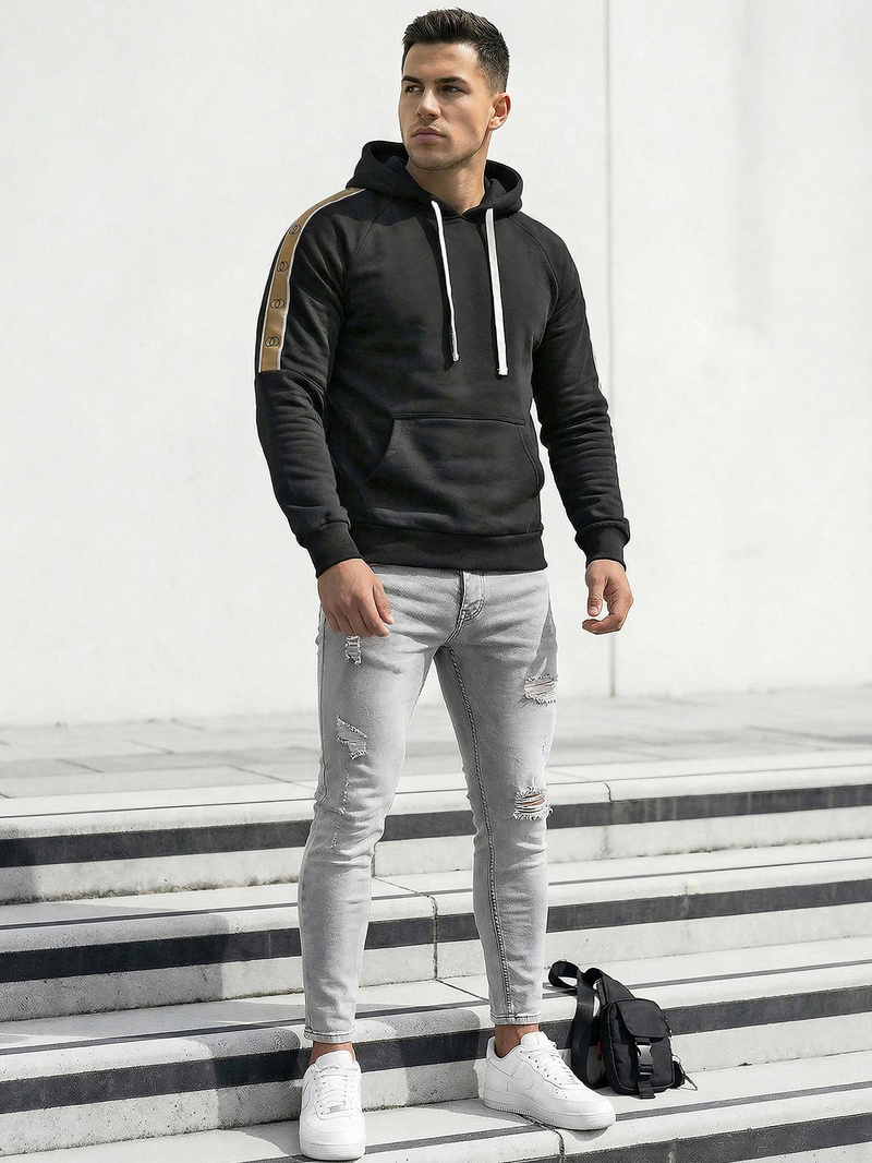 Pánska Mikina Čierna OZONEE JS/8B1730/3Z