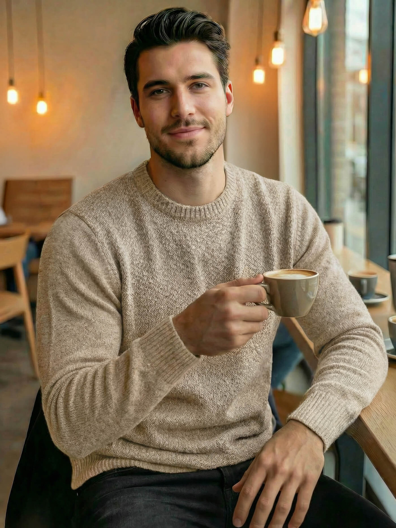 Pánsky sveter béžový OZONEE JS/59B3607/155