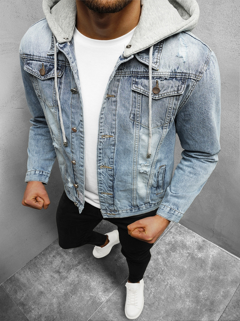 Pánska Riflová Bunda Svetlo Modrá OZONEE NB/MJ505BC