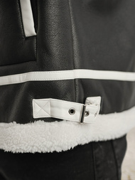 Pánska koženková bunda Čierna OZONEE JS/11Z8270