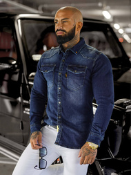 Pánska riflová košeľa modrá OZONEE O/51410