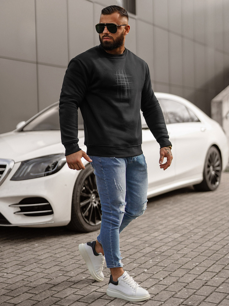 Pánska Mikina Čierna OZONEE JS/8B1361/3