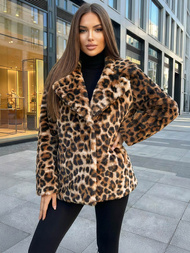 Dámska bunda béžová-hnedá OZONEE JS/61M8500/158Z