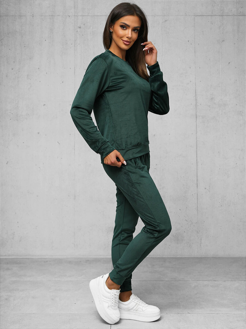 Dámska Velúrová Tepláková Súprava Tmavo-Zelená OZONEE O/8C1173/9Z