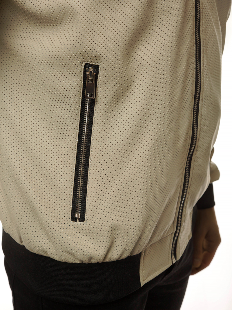 Pánska koženková bunda béžová OZONEE N/6124