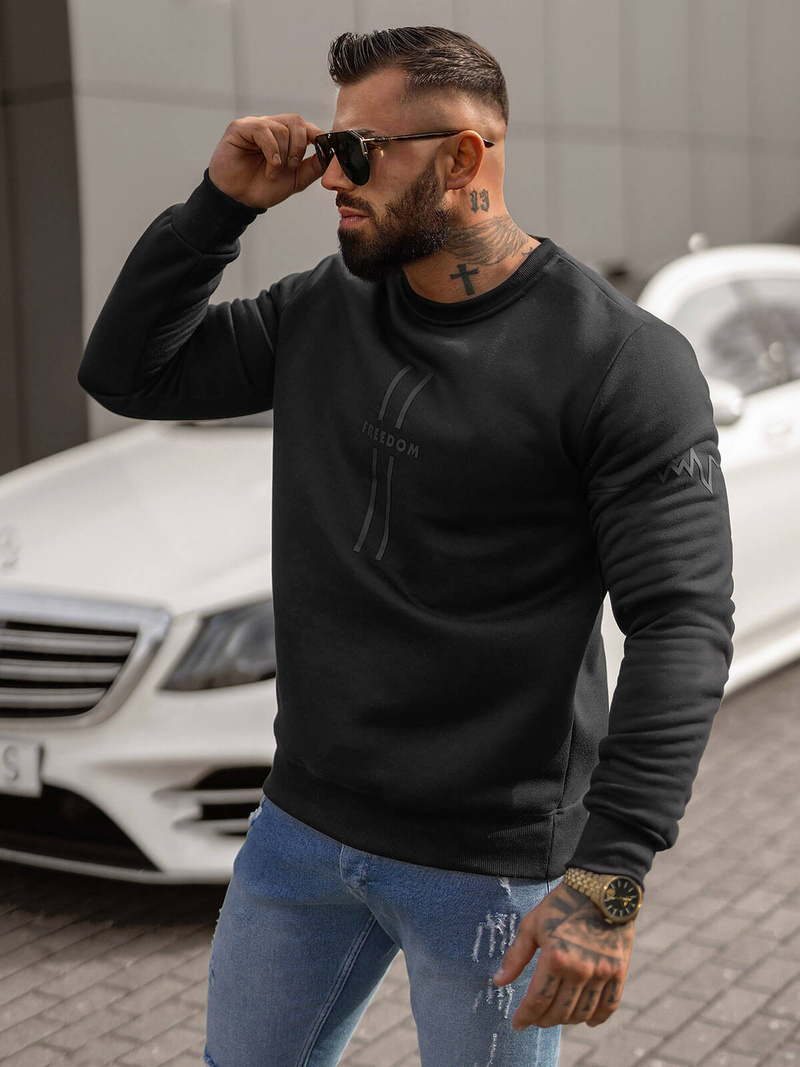 Pánska Mikina Čierna OZONEE JS/8B1358/3