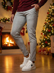 Pánske chino nohavice sivé OZONEE DJ/5505Z