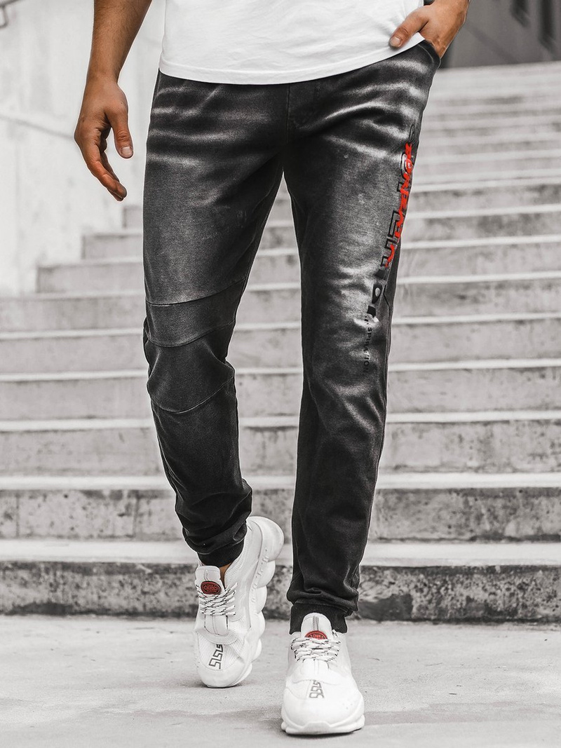 Pánske jogger rifle Čierno-Červené OZONEE JS/KK1101-2