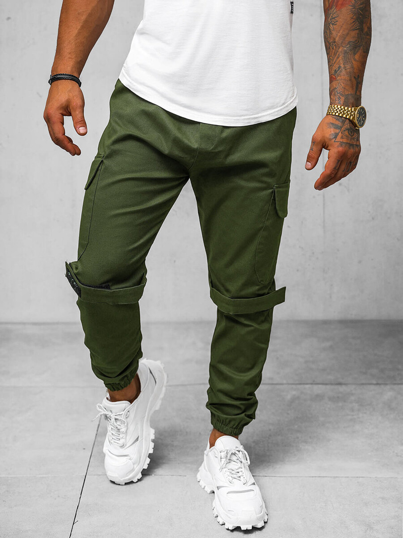 Pánske Chino Jogger Nohavice Khaki OZONEE O/G3014Z
