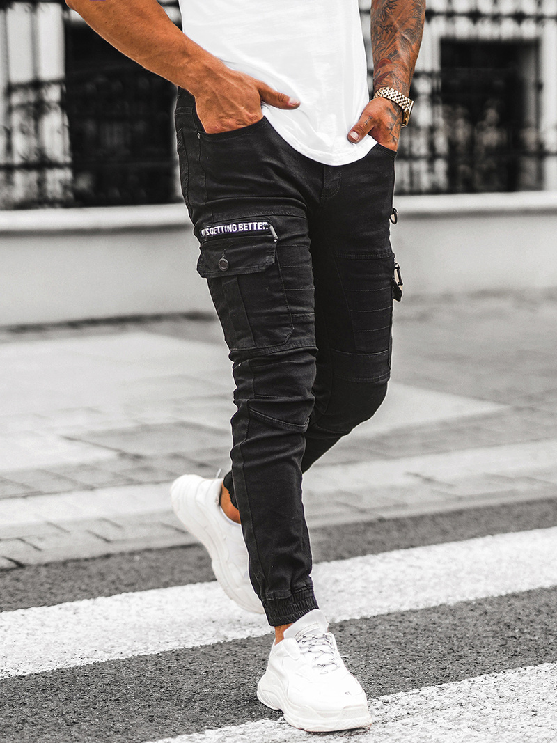 Pánske Jogger Nohavice Čierne OZONEE O/E9706