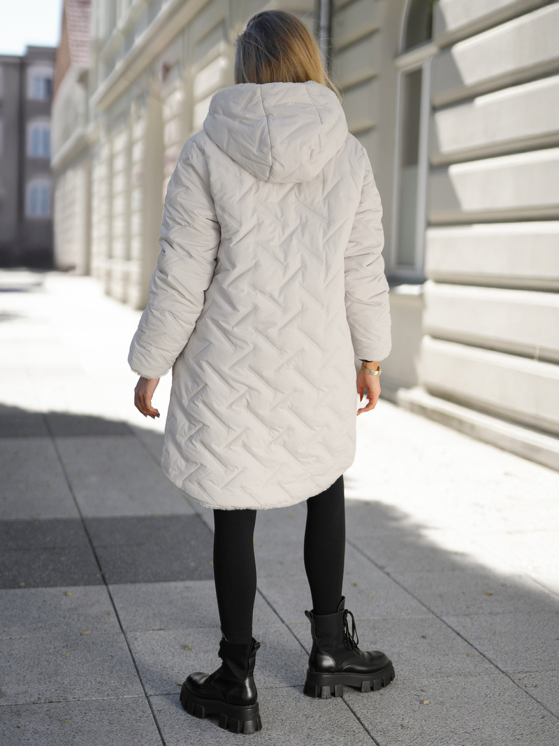 Dámska dlhá zimná bunda ecru OZONEE JS/5M3352/280