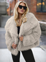 Dámska bunda sivo-béžová OZONEE JS/61M8515/92