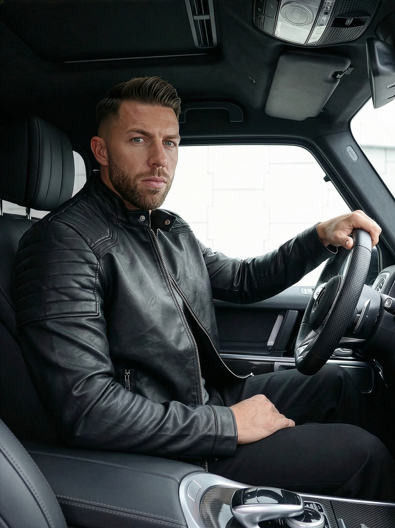 Pánska Koženková Bunda Čierna OZONEE JS/11Z8139